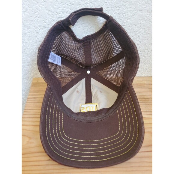 UPS Hat Cap Adjustable Strapback Brown Yellow Mesh Work Uniform Flaws - Picture 5 of 12